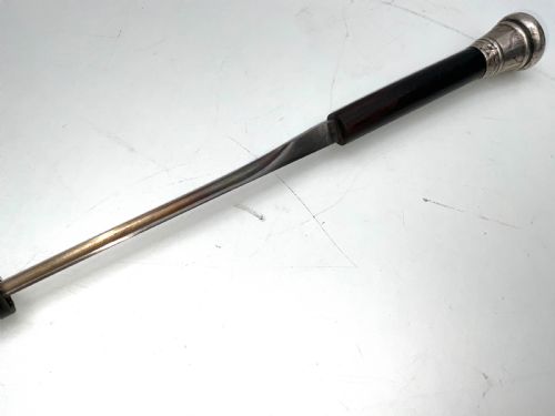 GENTLEMANS SILVER TOPPED WALKING STICK SWORD STICK - ADDITIONAL PHOTO 11
