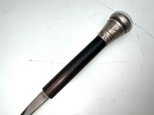 GENTLEMANS SILVER TOPPED WALKING STICK SWORD STICK - ADDITIONAL PHOTO 14