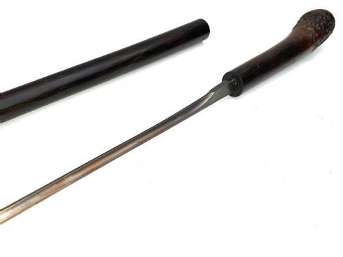 GENTLEMANS WALKING STICK SWORD STICK WITH ROOT ENDED HANDLE - ADDITIONAL PHOTO 12