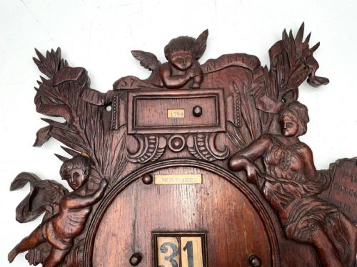 CALENDAR OAK CARVED 18TH CENTURY - ADDITIONAL PHOTO 1
