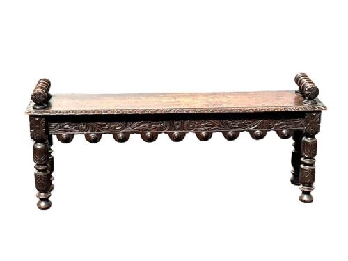 WINDOW SEAT FOR TWO JACOBEAN OAK VICTORIAN