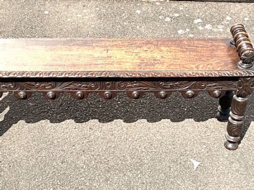 WINDOW SEAT FOR TWO JACOBEAN OAK VICTORIAN - ADDITIONAL PHOTO 20