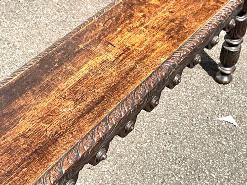 WINDOW SEAT FOR TWO JACOBEAN OAK VICTORIAN - ADDITIONAL PHOTO 21