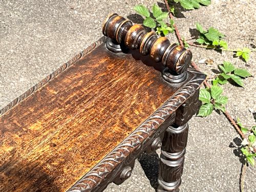 WINDOW SEAT FOR TWO JACOBEAN OAK VICTORIAN - ADDITIONAL PHOTO 22