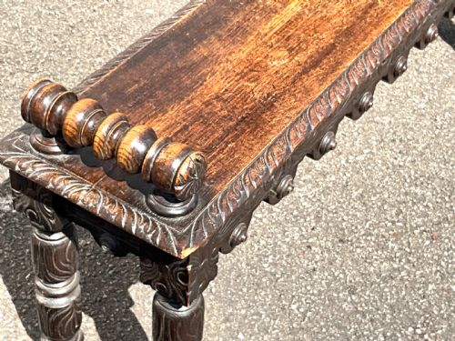 WINDOW SEAT FOR TWO JACOBEAN OAK VICTORIAN - ADDITIONAL PHOTO 24