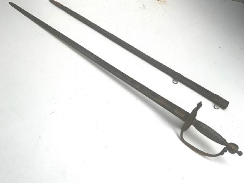 1786 Pattern Blue Gilt Bladed British Officer’s Spadroon Sword & Scabbard