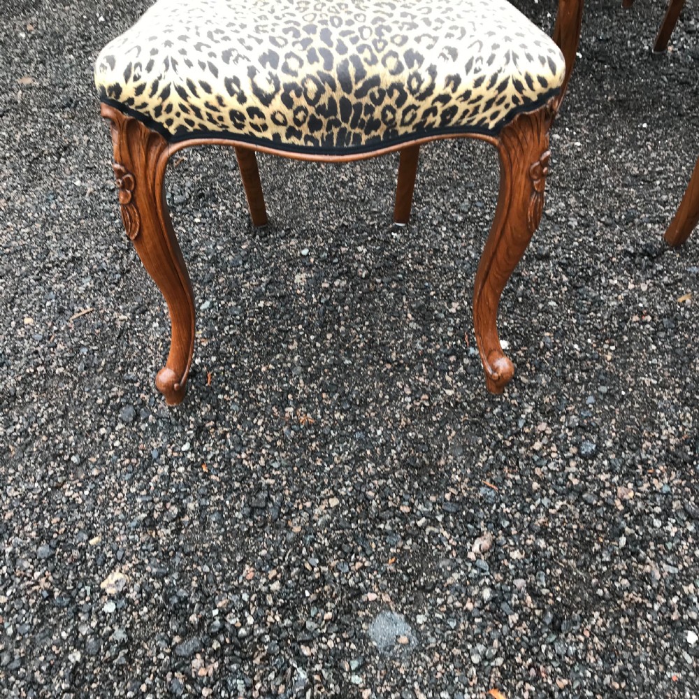 Stunning quality set of six solid walnut dining chairs View II