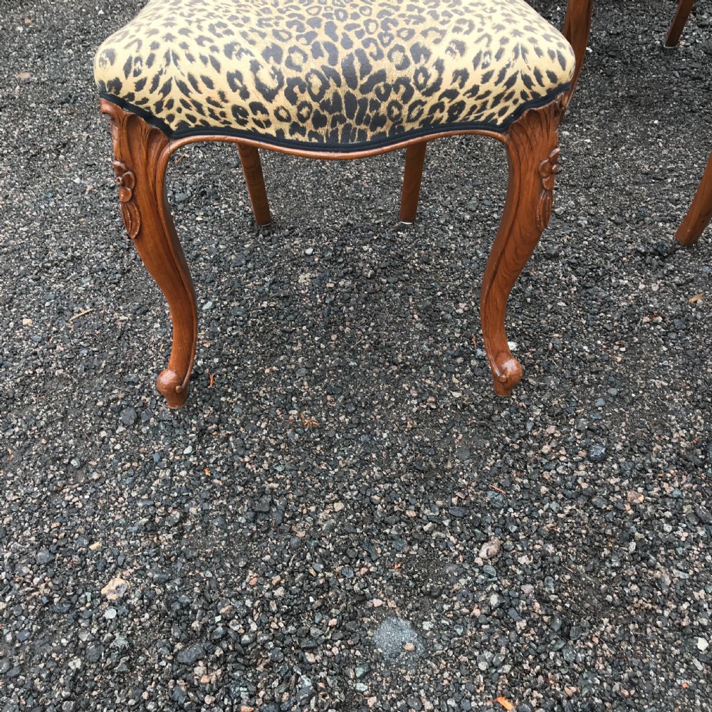 Stunning quality set of six solid walnut dining chairs View III