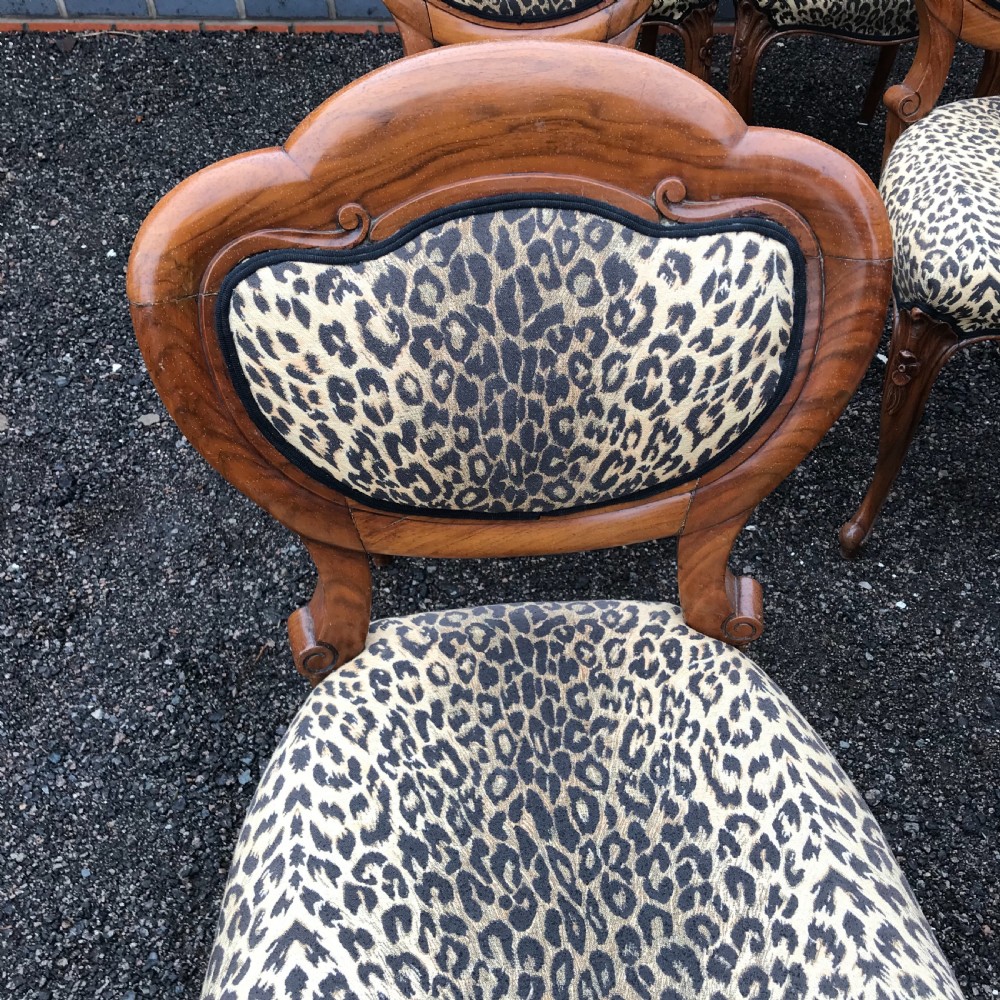Stunning quality set of six solid walnut dining chairs View VI