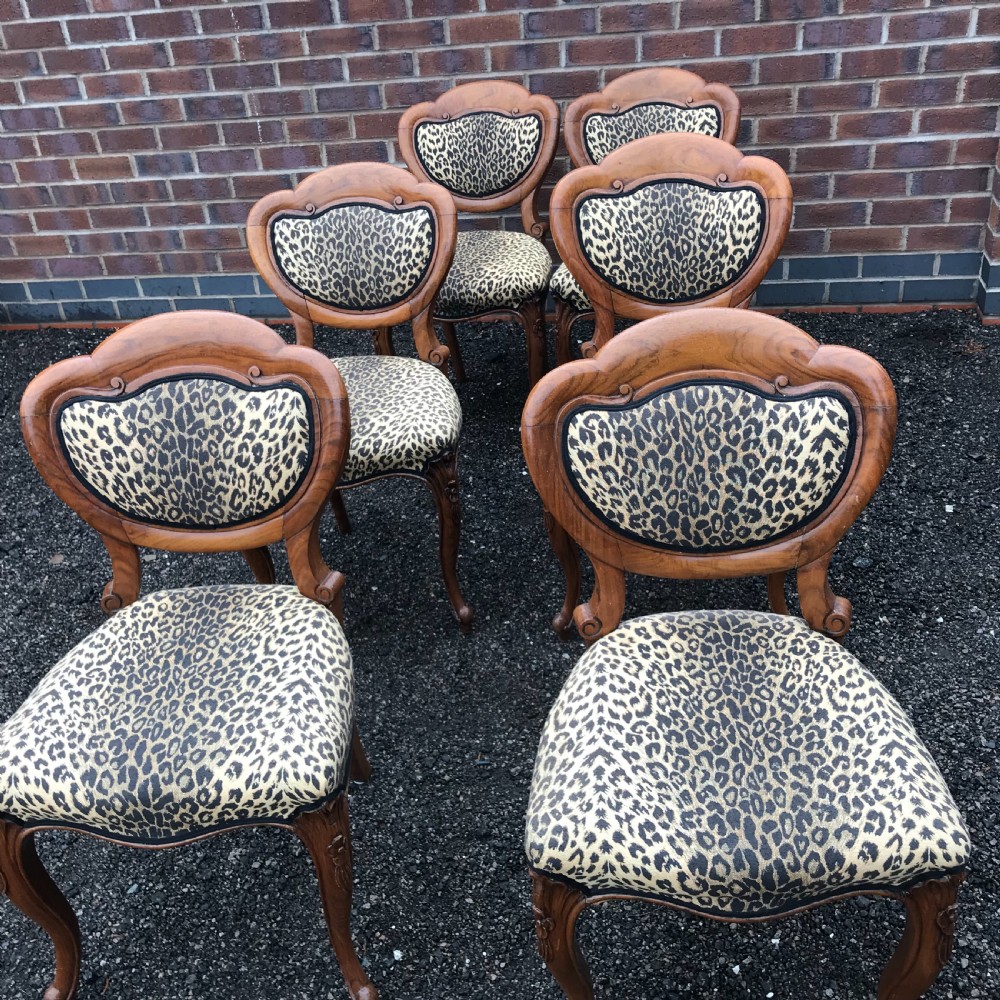 Stunning quality set of six solid walnut dining chairs View VII
