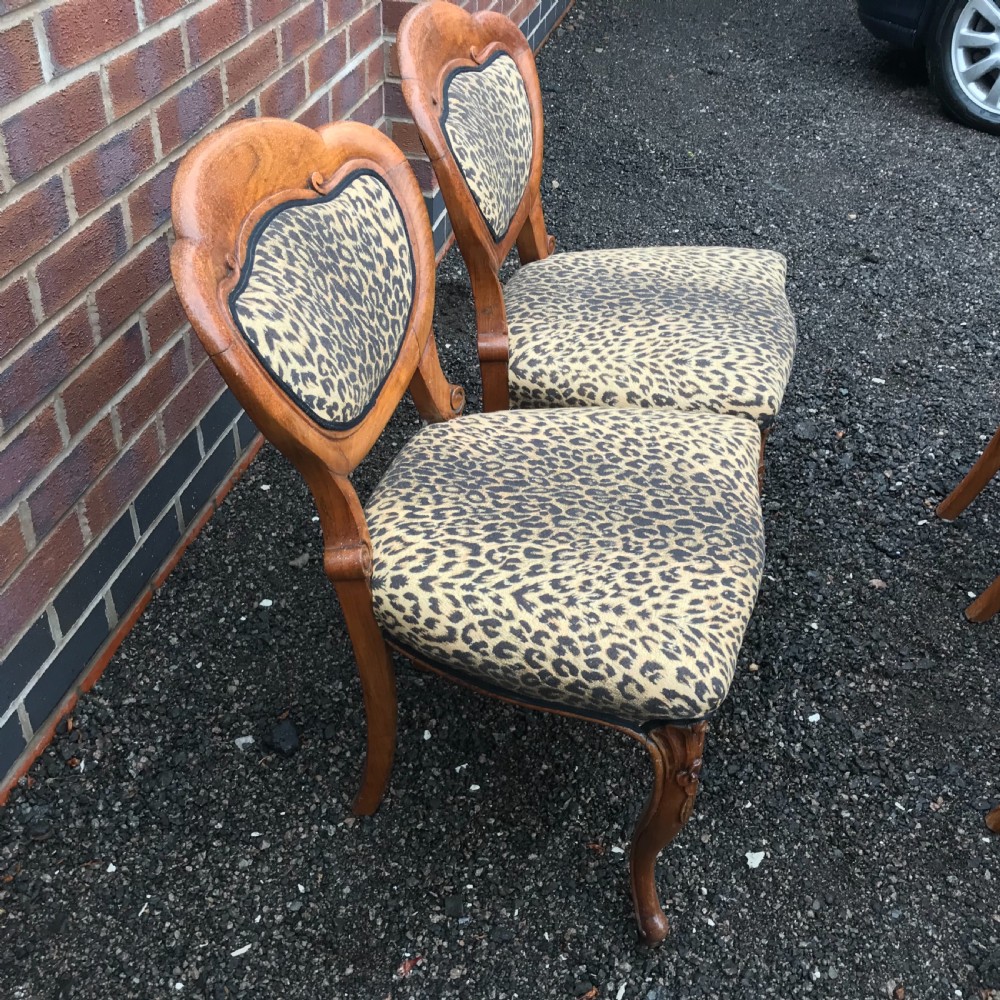 Stunning quality set of six solid walnut dining chairs View IX