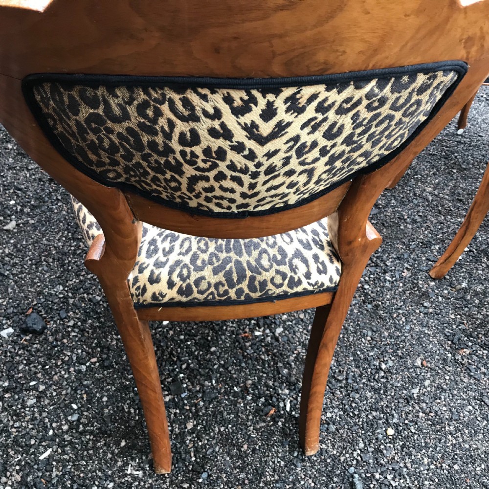 Stunning quality set of six solid walnut dining chairs View X