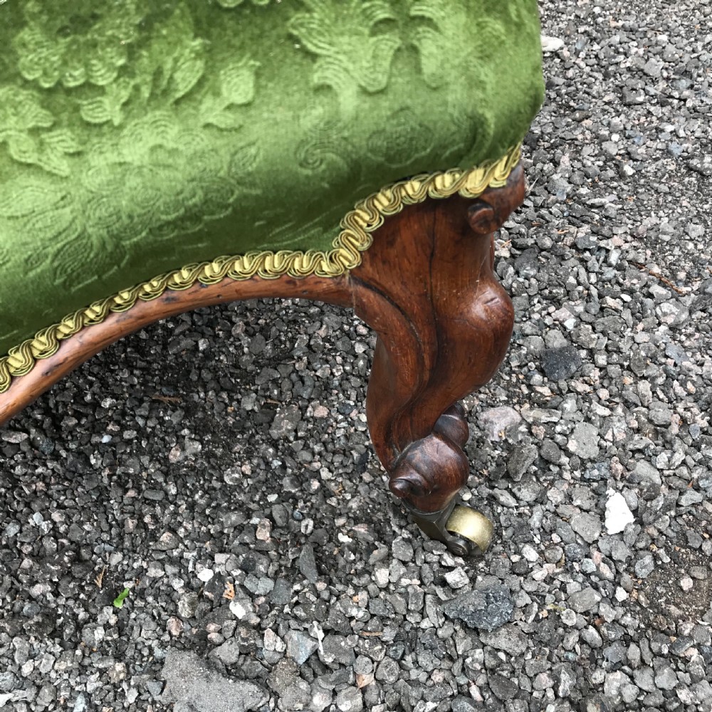 Small rosewood framed cabriole legged Victorian armchair View III