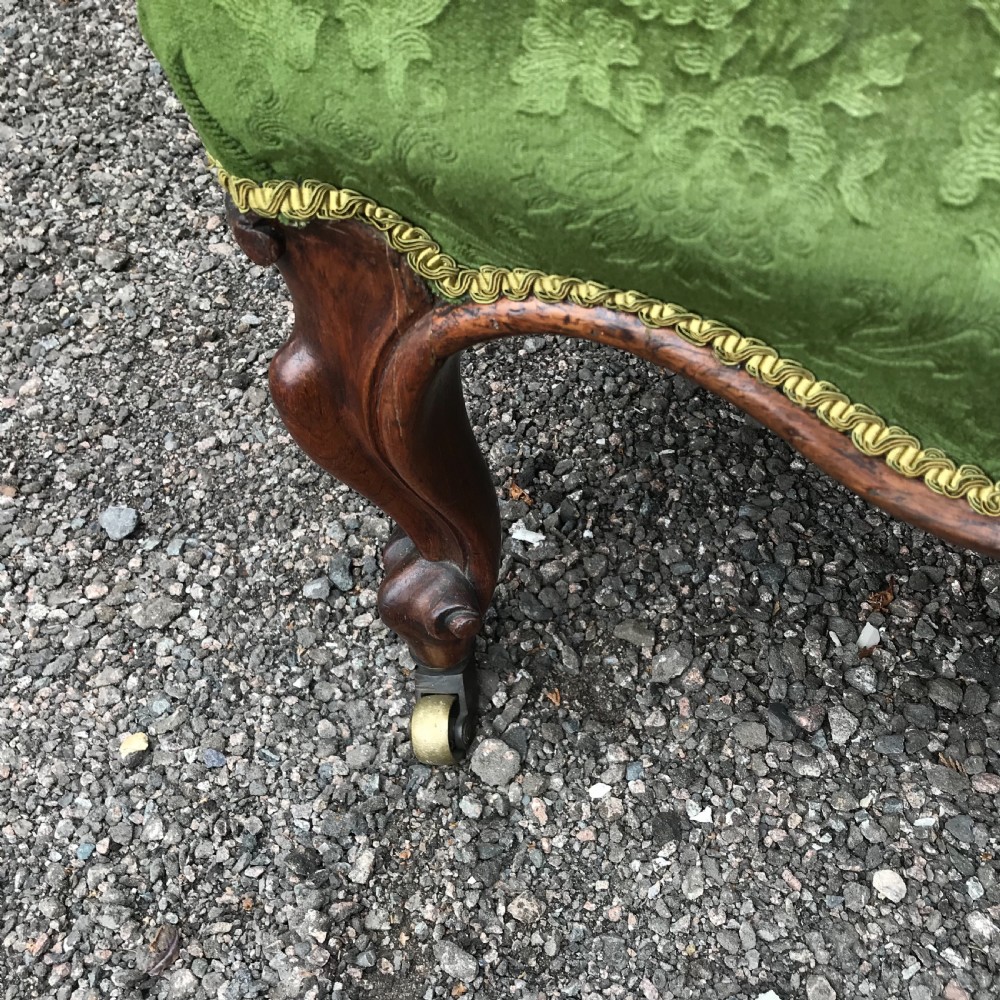Small rosewood framed cabriole legged Victorian armchair View V