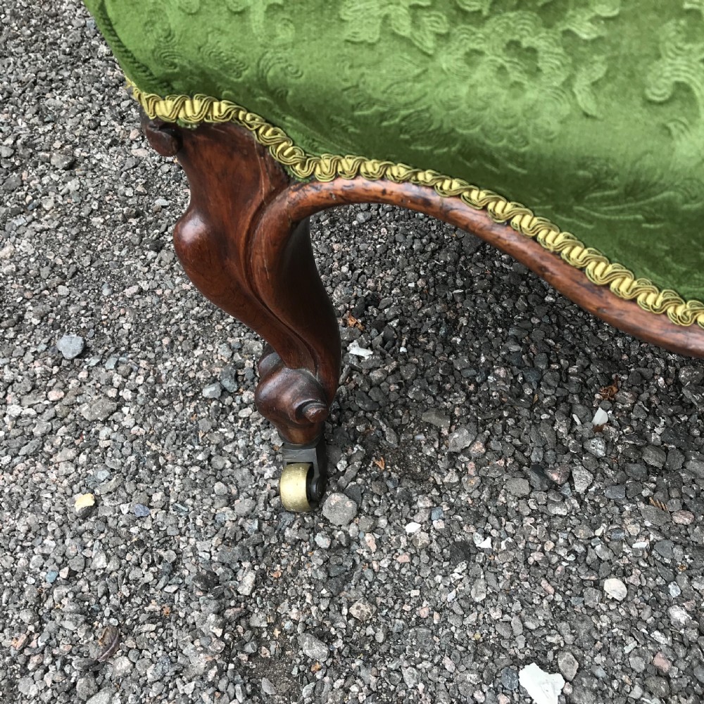 Small rosewood framed cabriole legged Victorian armchair View VI