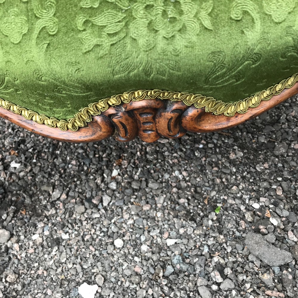 Small rosewood framed cabriole legged Victorian armchair View VII