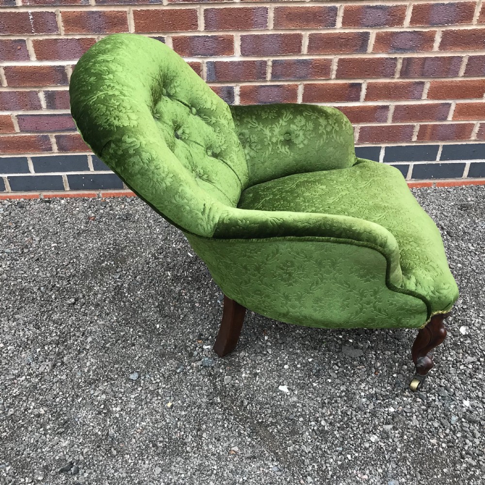 Small rosewood framed cabriole legged Victorian armchair View VIII