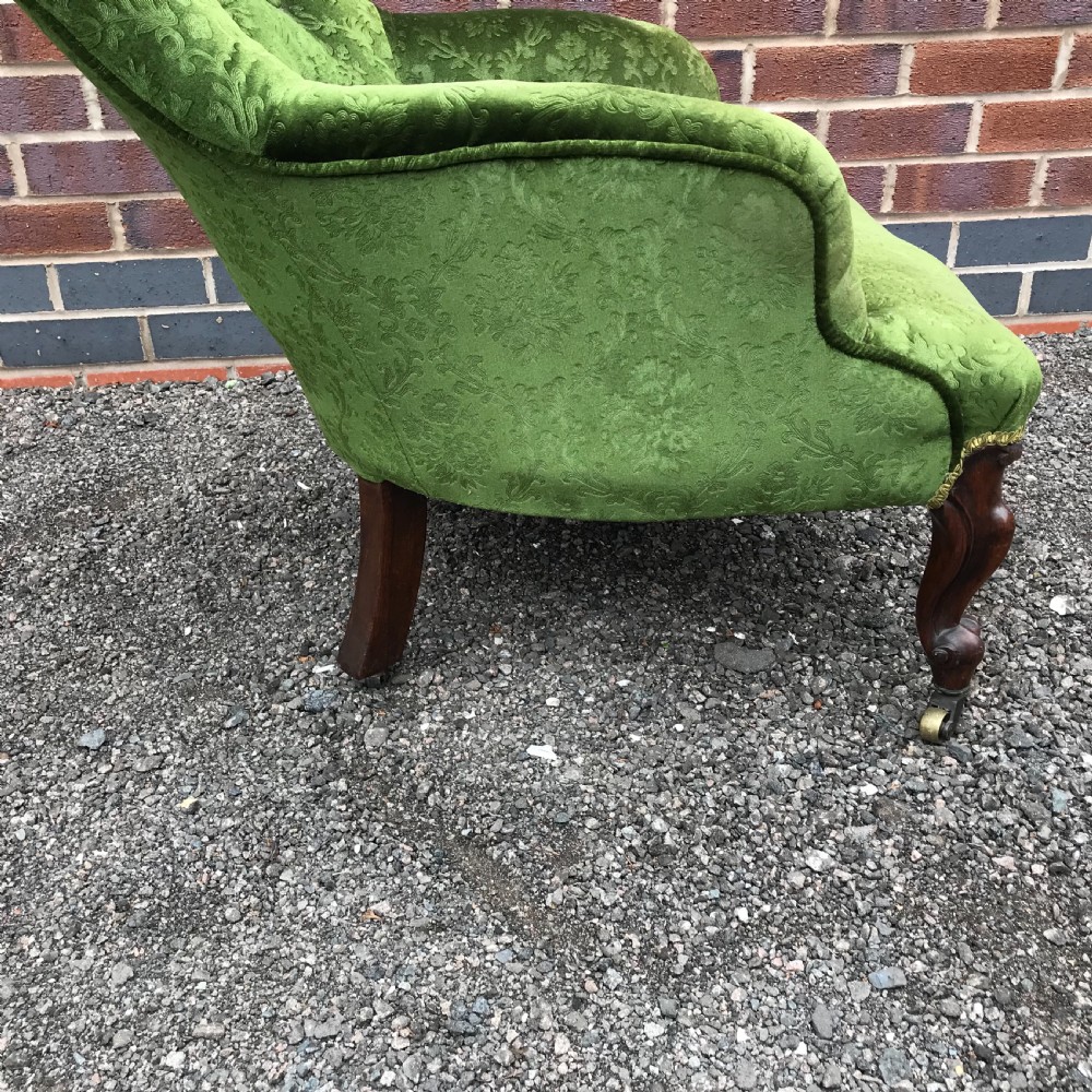 Small rosewood framed cabriole legged Victorian armchair View IX