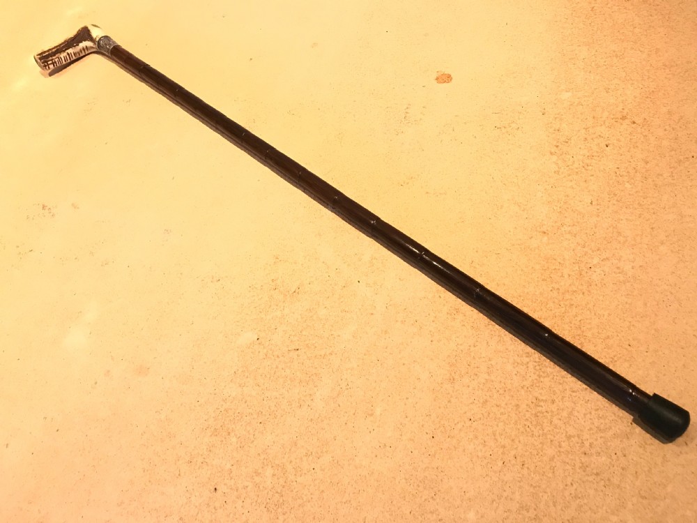 Gentleman’s walking stick sword stick with silver mount & horn handle 
