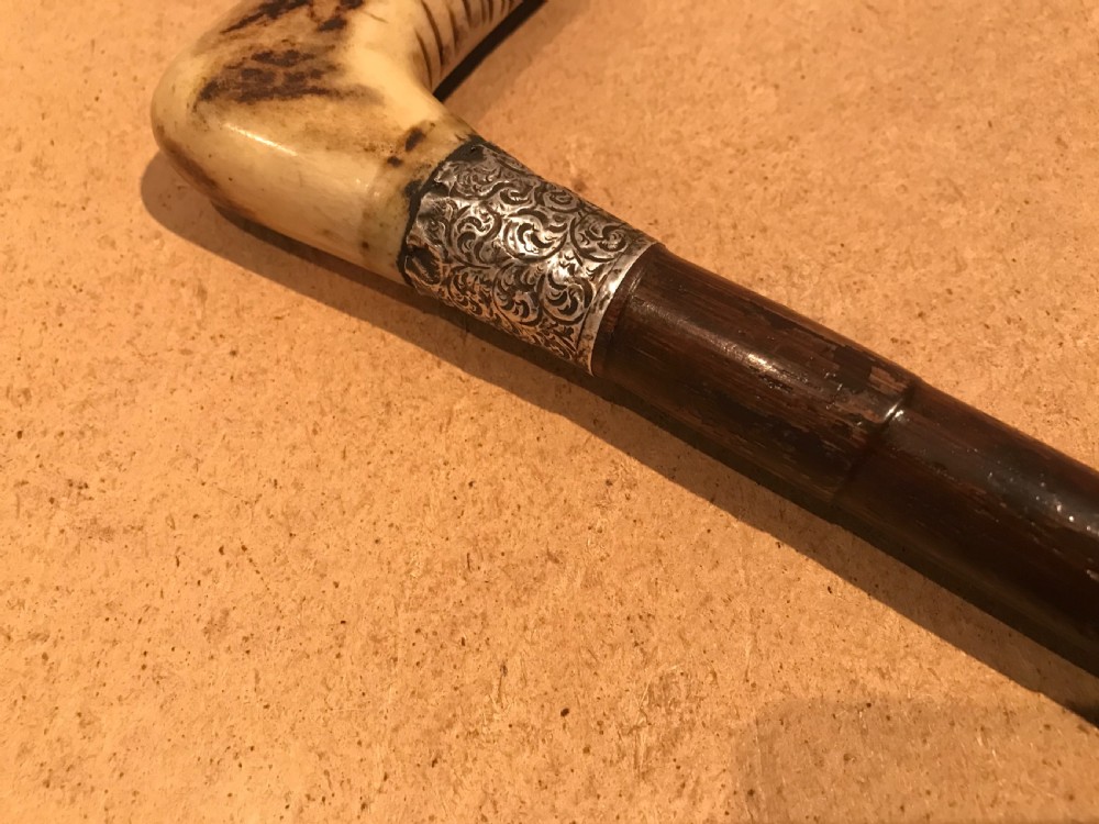 Gentleman’s walking stick sword stick with silver mount & horn handle  View IV