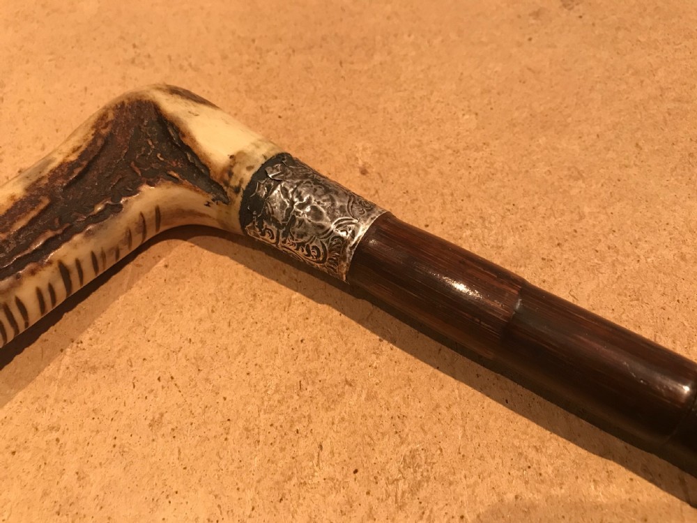 Gentleman’s walking stick sword stick with silver mount & horn handle  View VI
