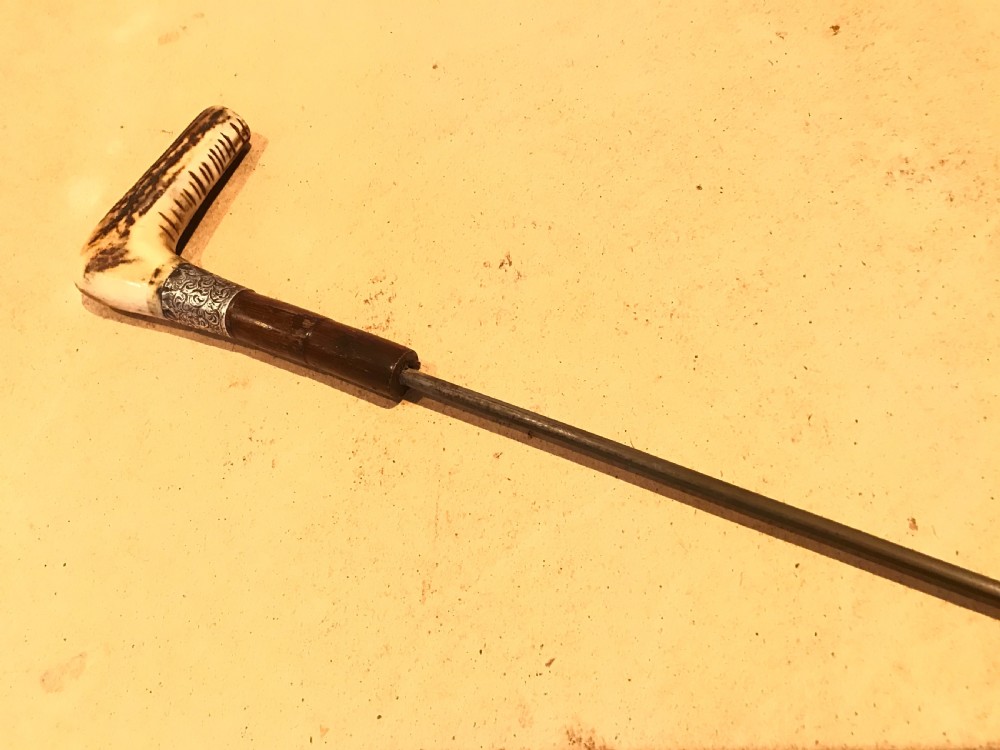 Gentleman’s walking stick sword stick with silver mount & horn handle  View VIII