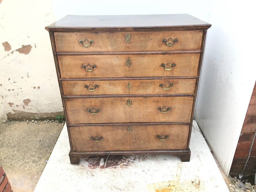 18th century walnut veneer on pine secretaire chest 