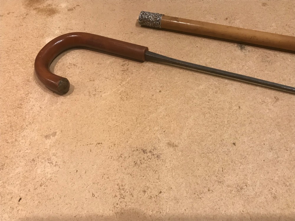 Gentleman’s walking stick sword stick with silver mount  View X