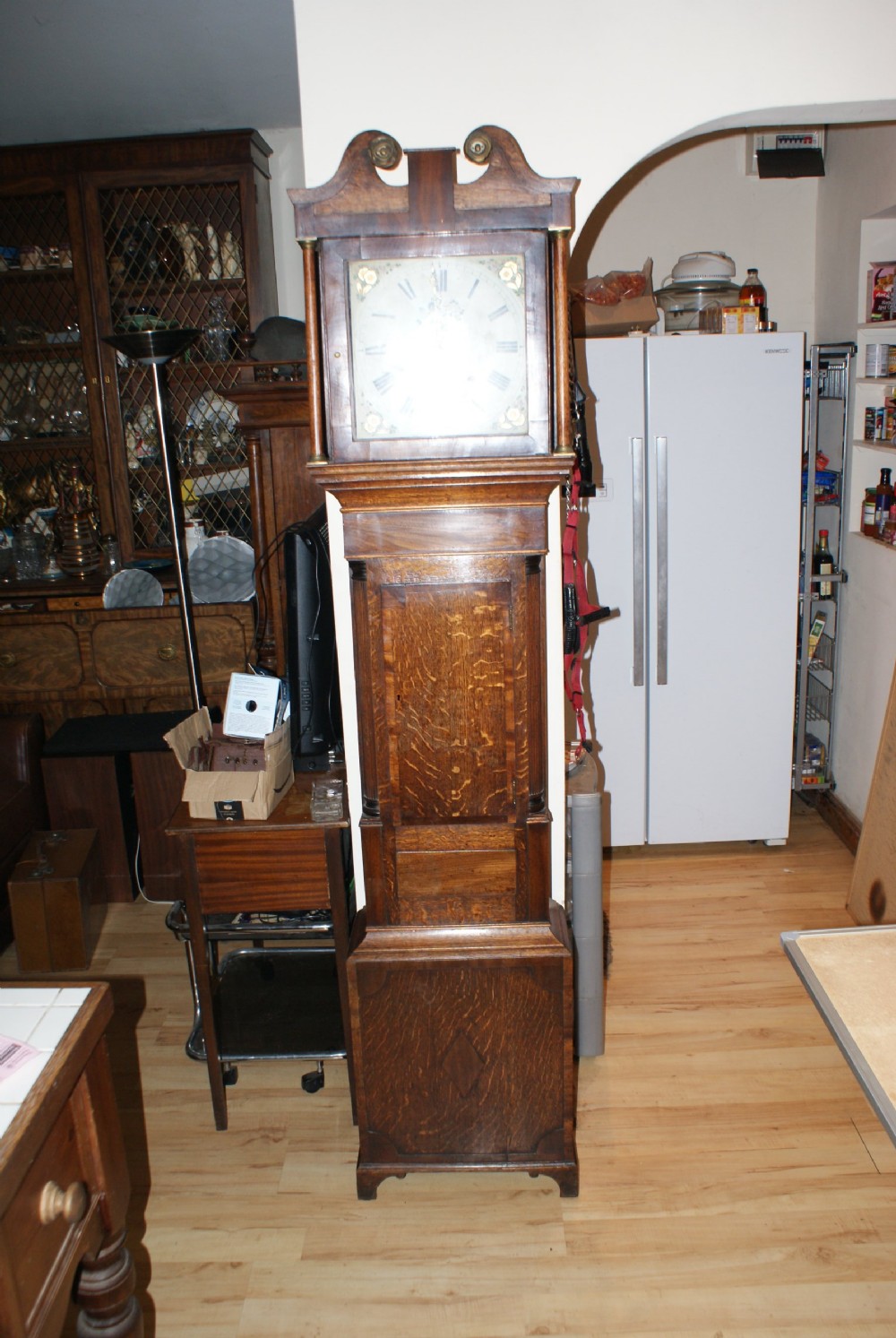 Grandfather clock 30 hour oak cased John Wilson Nuneaton 