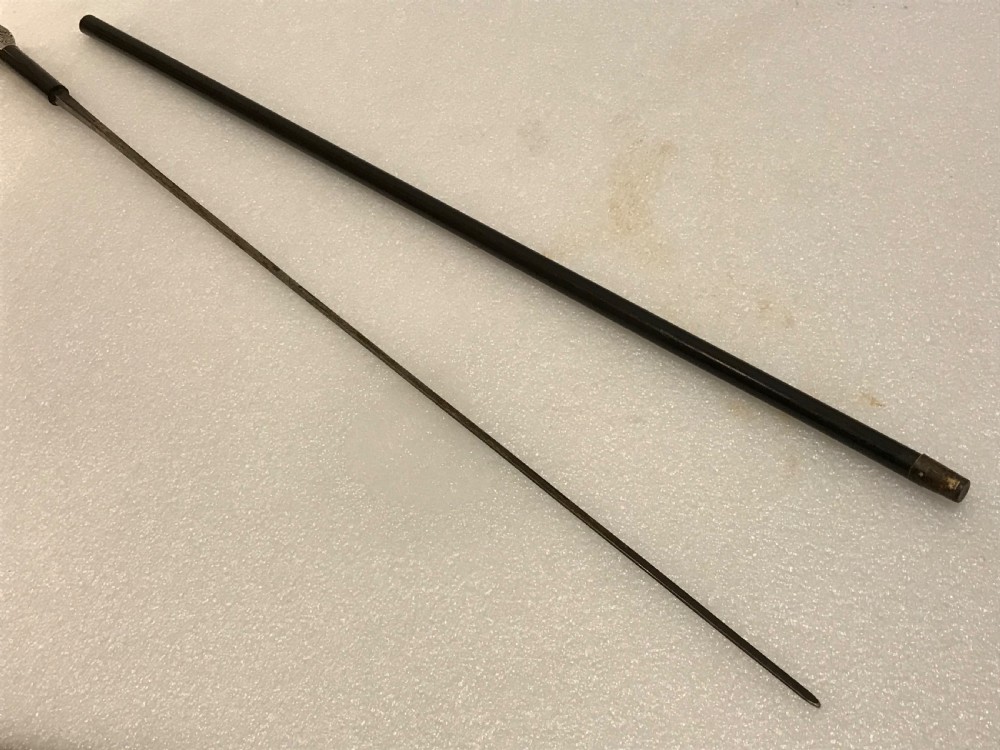 Gentleman’s walking stick sword stick ebony & Silver top hallmarked for Birmingham 1918 View IX