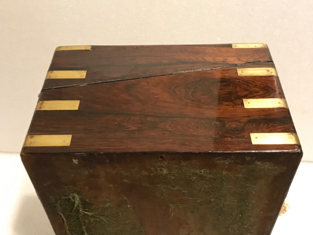 Superb writing box, brass bound rosewood and with working key  View III