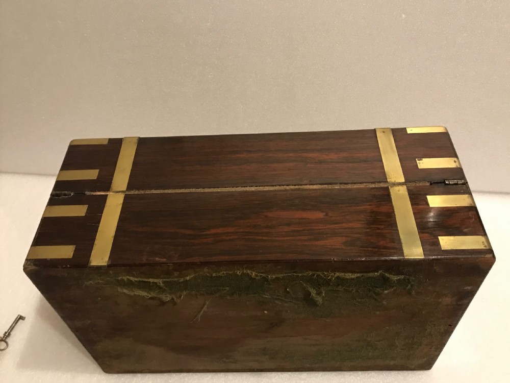 Superb writing box, brass bound rosewood and with working key  View VIII