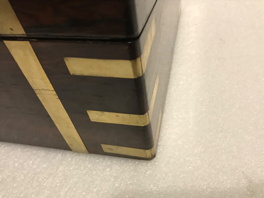 Superb writing box, brass bound rosewood and with working key  View XVI