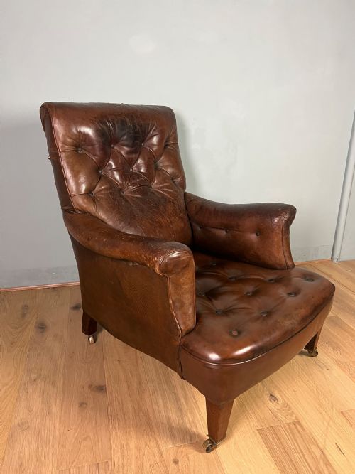 leather armchair circa 1880 - CATEGORY: ANTIQUE CHAIRS - DATED 19TH CENTURY