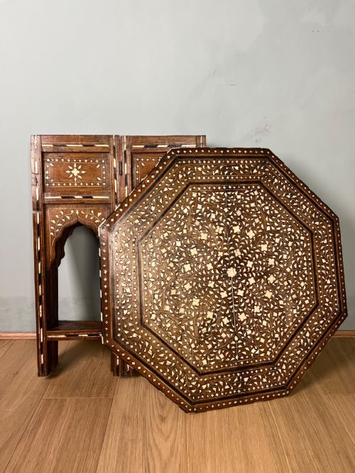 HEXAGONAL BONE INLAYED TABLE FROM HOSHIAPUR - ADDITIONAL PHOTO 5