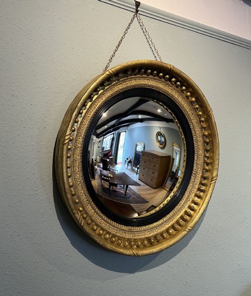 large regency gilt convex mirror dia 30 - CATEGORY: ANTIQUE MIRRORS - DATED REGENCY