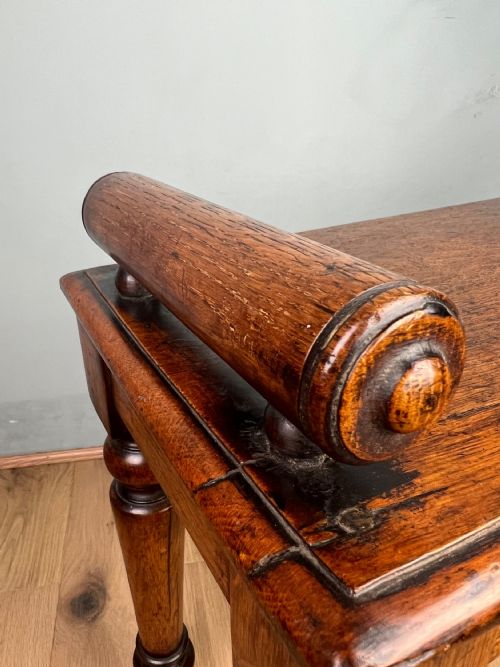 SMALL 19TH CENTURY OAK HALL BENCHSTOOL - ADDITIONAL PHOTO 5