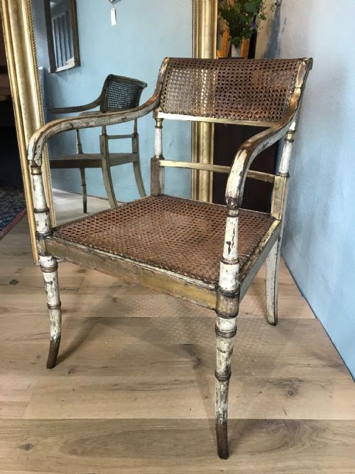 GILLOWS GEORGE 3RD PAINTED PARCEL GILT ARM CHAIR - ADDITIONAL PHOTO 1