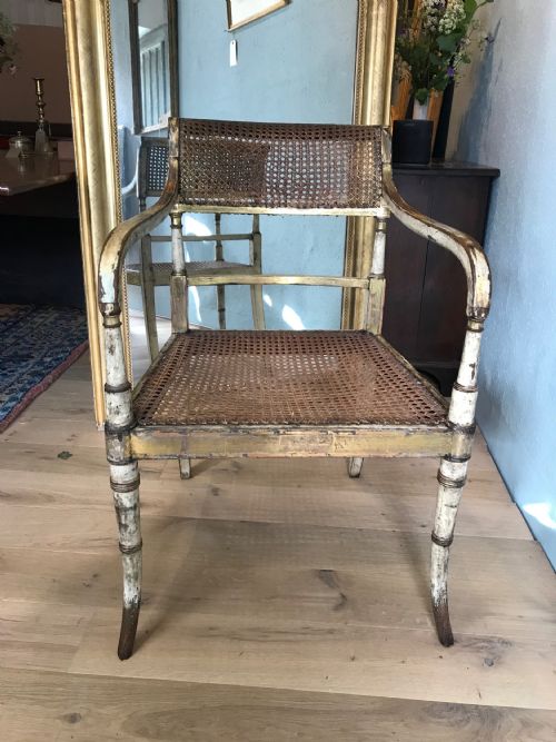GILLOWS GEORGE 3RD PAINTED PARCEL GILT ARM CHAIR - ADDITIONAL PHOTO 2