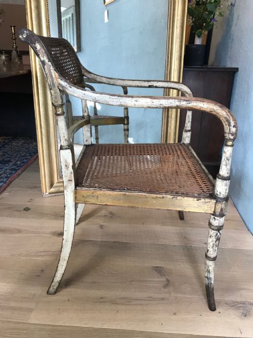 GILLOWS GEORGE 3RD PAINTED PARCEL GILT ARM CHAIR - ADDITIONAL PHOTO 3