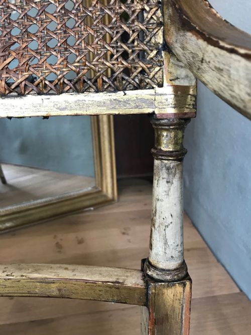 GILLOWS GEORGE 3RD PAINTED PARCEL GILT ARM CHAIR - ADDITIONAL PHOTO 5