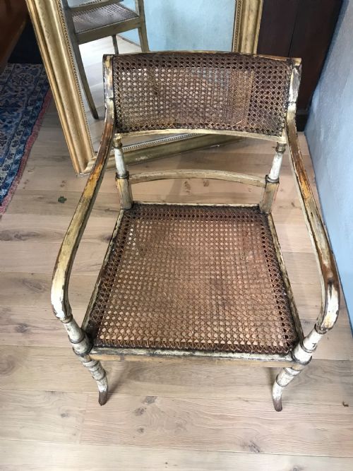 GILLOWS GEORGE 3RD PAINTED PARCEL GILT ARM CHAIR - ADDITIONAL PHOTO 7