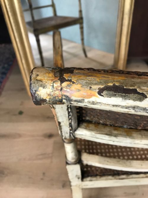 GILLOWS GEORGE 3RD PAINTED PARCEL GILT ARM CHAIR - ADDITIONAL PHOTO 9