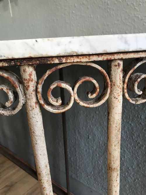 WROUGHT IRON MARBLE CONSOLE TABLE - ADDITIONAL PHOTO 3