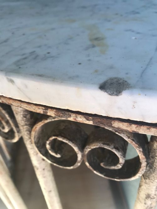 WROUGHT IRON MARBLE CONSOLE TABLE - ADDITIONAL PHOTO 4