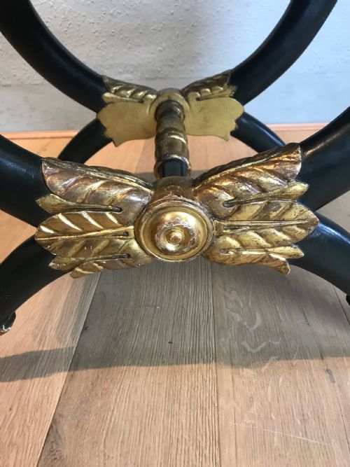 FRENCH PAINTED AND PARCEL GILT X FRAME STOOL - ADDITIONAL PHOTO 4
