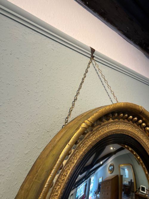 LARGE REGENCY GILT CONVEX MIRROR DIA 30 - ADDITIONAL PHOTO 3