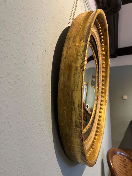 LARGE REGENCY GILT CONVEX MIRROR DIA 30 - ADDITIONAL PHOTO 2