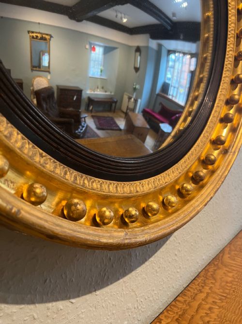 LARGE REGENCY GILT CONVEX MIRROR DIA 30 - ADDITIONAL PHOTO 4