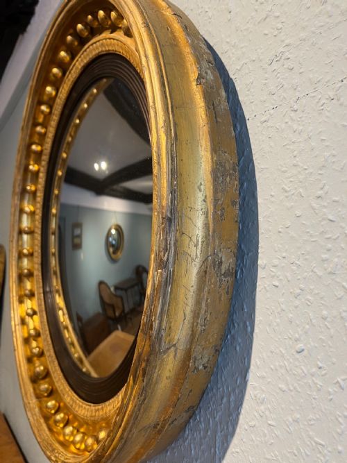 LARGE REGENCY GILT CONVEX MIRROR DIA 30 - ADDITIONAL PHOTO 5